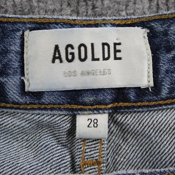 Agolde Jeans Womens 28 Pinch High Rise Straight Leg Raw Hem Denim Blue Casual - Picture 8 of 15